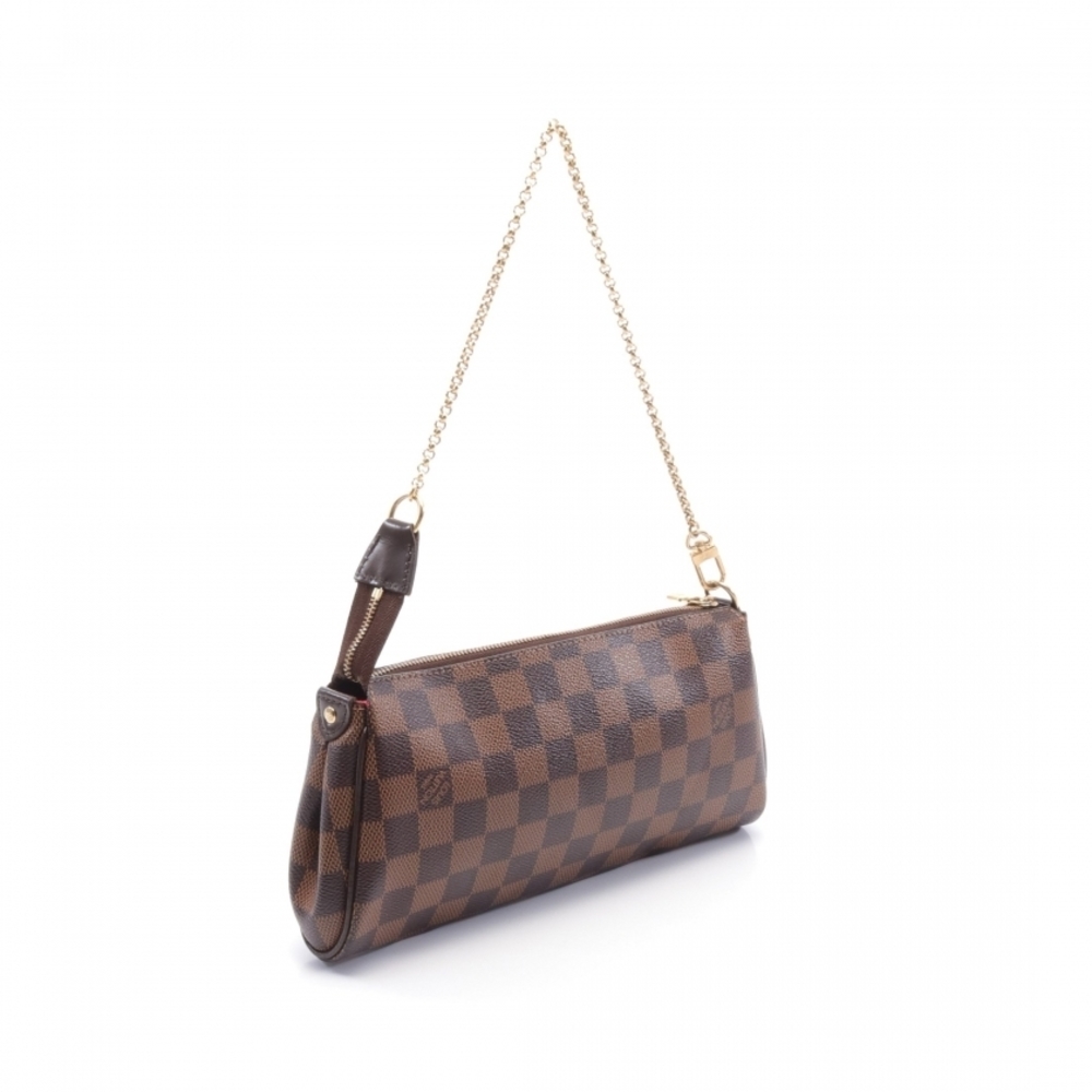 Louis Vuitton Eva Damier Ebene Chain Handbag Brown